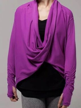 Ivivva Lululemon Girls Wrap Shrug Sweater Size 14 Regal Plum Yoga Dance EUC